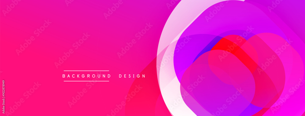 Poster Abstract vibrant background. Overlapping circles create dynamic composition. Shades range from deep magenta to light purple. Modern design element for digital projects.