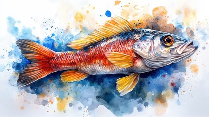 Fototapeta premium crappie clipart creative generative watercolor illustration detailed illustration - stock photo