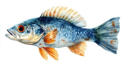 Fototapeta premium crappie clipart digital watercolor clipart detailed illustration - stock photo