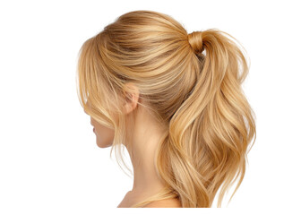 Fototapeta premium Blond hair in a ponytail. Hairstyle concept.