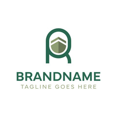 Letter R Kaaba Line Logo, for travel agencies that specialize in religious and cultural tours, such as Hajj or Umrah pilgrimages