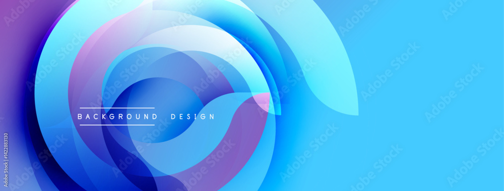 Poster abstract flowing shapes create dynamic composition. blue, purple hues blend seamlessly. modern desig