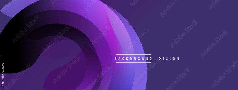 Poster Abstract purple layers create swirling dynamic background. Gradient shades transition from dark violet to light pink. Modern design element for digital projects.