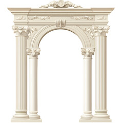 Obraz premium Elegant arch with two columns, isolated on a transparent background PNG