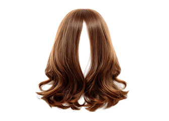 Fototapeta premium Wavy brown wig on a transparent background. Concept of beauty, fashion, and hair.