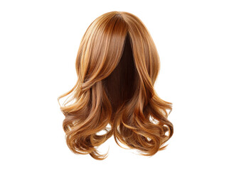 Obraz premium Wavy auburn wig on transparent background. Concept of beauty, fashion, and hair.