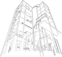 3D illustration of industrial project