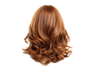 Fototapeta premium Wavy auburn wig on transparent background. Concept of beauty, fashion, and hair.