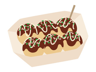 たこ焼きのベクターイラスト。素材、屋台、夏祭り