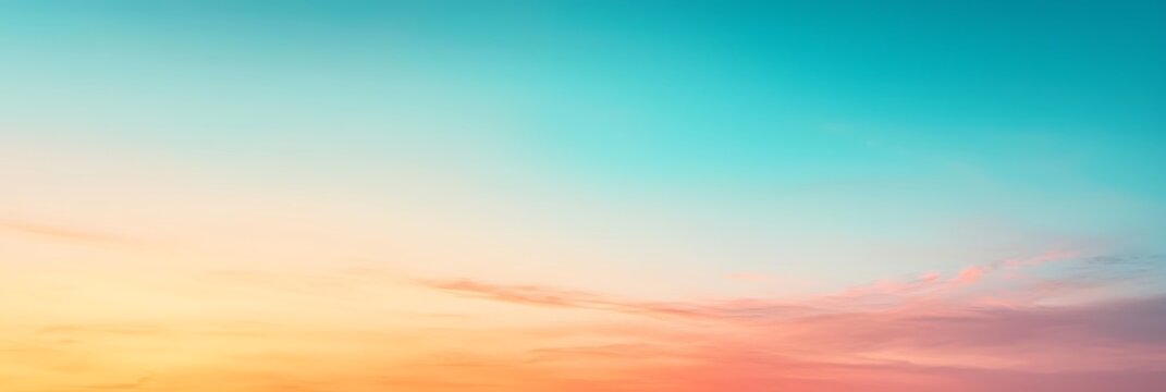 A tranquil gradient sky blending soft blues and warm oranges, evoking a serene, peaceful atmosphere at dawn or dusk.