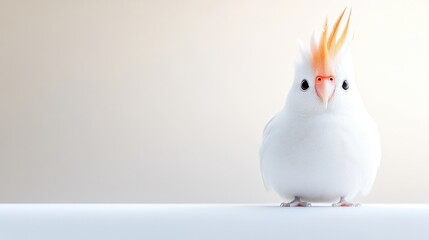 Cute, fluffy white parrot, facing forward