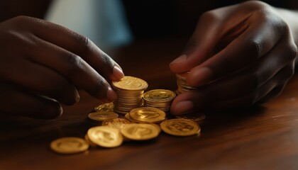 Gold Coins Stacking - Economic Risk Financial Uncertainty in Economy