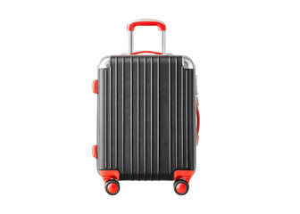 Fototapeta premium Black suitcase with red accents on a transparent background. Travel concept.