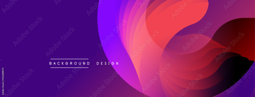 Poster abstract swirling layers create vibrant gradient. purple transitions into orange, red, then dark sha