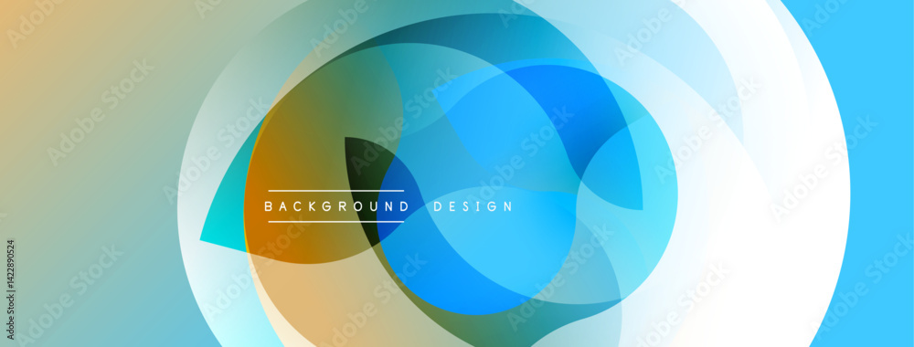 Aufkleber Abstract flowing shapes create dynamic visual effect. Overlapping layers offer soft color transitions, modern design element for backgrounds or presentations.