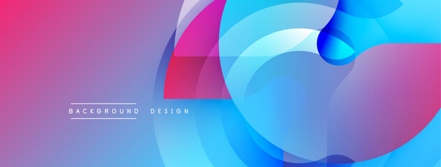 Abstract gradient background. Overlapping translucent shapes create dynamic visual flow. Pink, blue hues dominate composition, suggesting modern aesthetic. Smooth transitions, clean design.