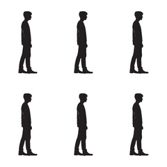 Silhouette design of a boy standing in a circle vector illustration. 