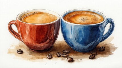 cup with coffee clipart watercolor illustration illustrative clipart collection illustration - stock photo