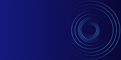 Abstract blue glowing geometric lines on dark blue background. Modern shiny blue circle lines pattern. Futuristic technology concept. Suit for cover, poster, banner