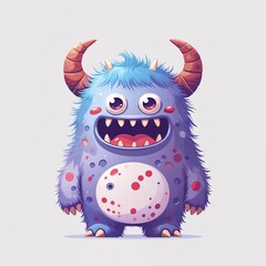 Naklejka premium cute monster on plain white background illustration icon logo concept 