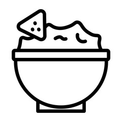 Salsa Bowl Vector Line Icon Design