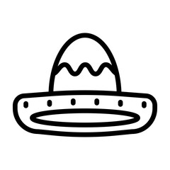 Mexican Fiesta Hat Vector Line Icon Design