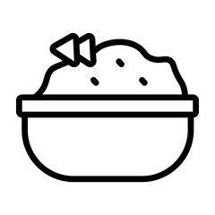 Guacamole Bowl Vector Line Icon Design