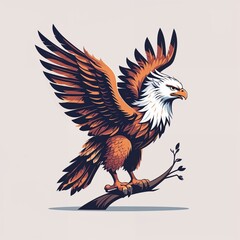 Fototapeta premium griffin on plain white background illustration icon logo concept 