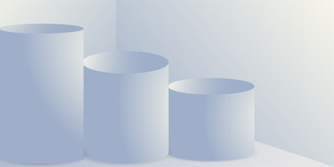 Minimalist 3D White Cylindrical Podium on Pastel Backdrop for Product Display and Branding.vector eps10