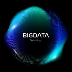 Abstract Glow Neon Curve Circle for Futuristic Big Data Title Cyber Tech with AI Innovation Artificial Intelligence and Science Theme for Sci-fi Background and Modern Technology Concepts.