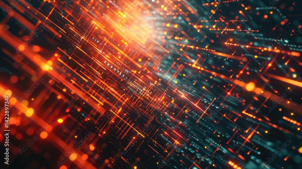 Poster abstract of complex vibrant pixel effect in tech background with cyber and glitch texture express my