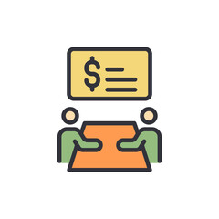 Business meeting colored icons, minimalist vector illustration ,simple transparent graphic element .Isolated on white background