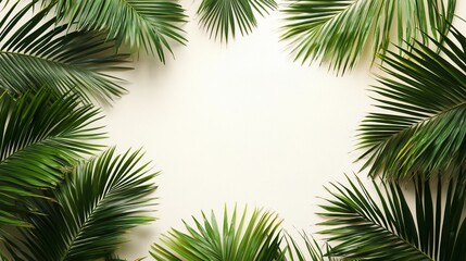 Obraz premium Palm leaves frame on white