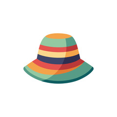 Summer Bucket Hat in Pastel Colors on Transparent Background