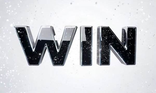 Win lettering in red with particle design over white background made with Generative AI technology

