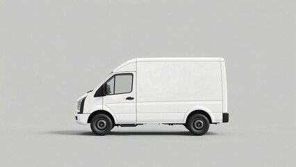 A clean white delivery van, truck, mock up, on white blank empty  background,