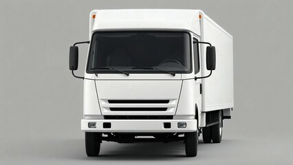A clean white delivery van, truck, mock up, on white blank empty  background,