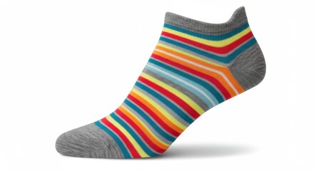 Colorful striped sock vibrant rainbow isolated white background