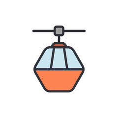Cable car colored icons, minimalist vector illustration ,simple transparent graphic element .Isolated on white background