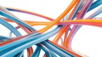 Vibrant Toll Road Scene with Dynamic Color Lines