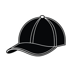 Solid black silhouette of a baseball cap vector Art & Illustration on a white background
