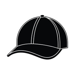 Solid black silhouette of a baseball cap vector Art & Illustration on a white background