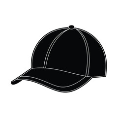 Solid black silhouette of a baseball cap vector Art & Illustration on a white background
