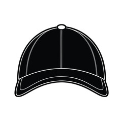 Solid black silhouette of a baseball cap vector Art & Illustration on a white background