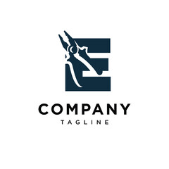 Letter E Pliers Logo Icon Vector