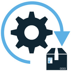 Logistics management icon vector for supply chain coordination, operations control, and distribution planning. Ideal for export import, global trade, and logistics strategy illustration.
