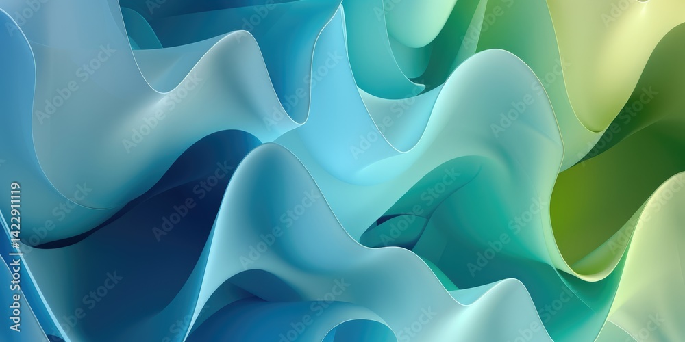 Poster abstract wavy layers in shades of blue and green. modern fluid background design. background image o