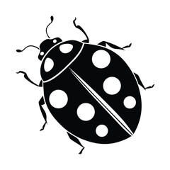 Solid black silhouette of a ladybug, Art & Illustration on a white background
