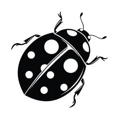 Solid black silhouette of a ladybug, Art & Illustration on a white background