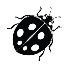 Solid black silhouette of a ladybug, Art & Illustration on a white background